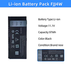 Batería de Repuesto FJJ4W para Dell Precision M4600 M4700 M4800 M6600 M6700 M6800 Series Notebook