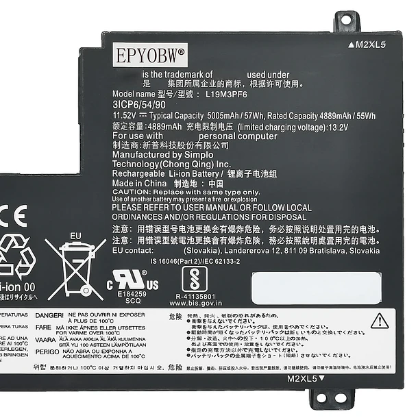 Batería de Repuesto G91J0 para Lenovo IdeaPad 5-15IIL05 5-15ARE05 5-15ITL05 5-15ALC05 5-15IAL7 5-15ABA7 Series L19C3PF5 - EPYOBW 4