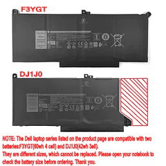Batería de Repuesto F3YGT para Dell Latitude 12 7000 7280 7290 E7280 E7290 13 7000