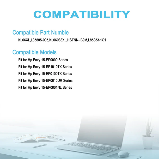 Batería de Repuesto KL06XL para Hp Envy 15-EP0000 Series Notebook HSTNN-IB9M L85853-1C1 KL06083XL KL0O6XL 11.58V - TAICROWNE 5
