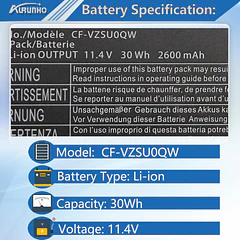 Batería de Repuesto JPFMR para Panasonic ToughBook CF-20 Toughpad FZ-A2 CF-VEK20 Series CF-VZSU0QJS, CF-VZSU0QK, CF-VZSU0QQ, - AURUNHO