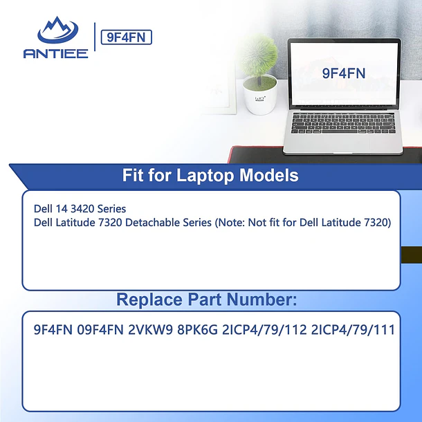 Batería de Repuesto 9F4FN para Dell Latitude 7320 Detachable T04H T04H001 - ANTIEE 3