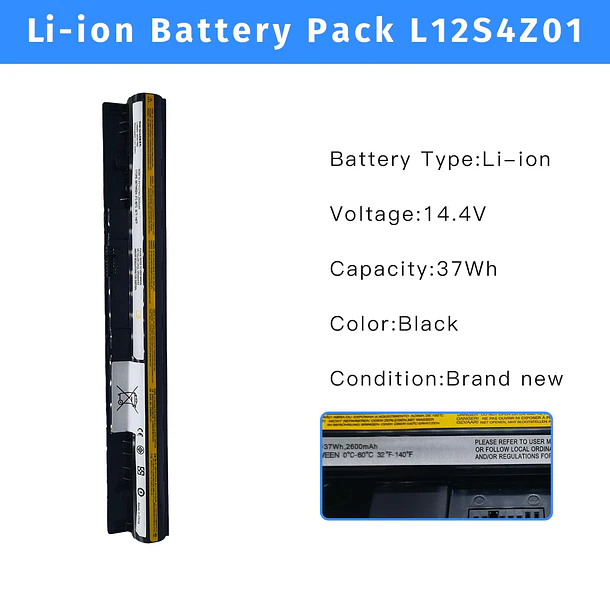 Batería de Repuesto L12S4Z01 para Lenovo ideapad s400 Touch 4ICR17/65 L12S4Z01 L12S4L01 S300 S300-a S300-bn - NBULBL 2