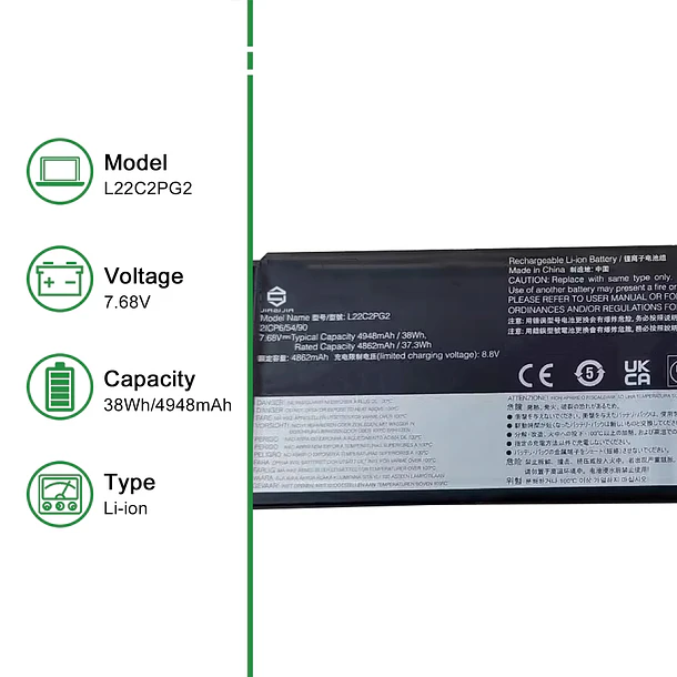 Batería de Repuesto L22C2PG2 para Lenovo V14 V15 G4 AMN IAN IRL IdeaPad Slim 3 - JIAZIJIA 2