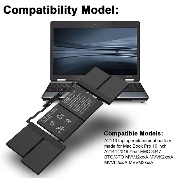 Batería de Repuesto A2113 para MacBook Pro Retina 16'' A2141 (2019, 2020) 5