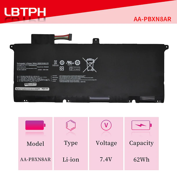 Batería de Repuesto AA-PBXN8AR para Samsung 9 900X4 900X46 NP900X NP900X4 NP900X4C NP900X4D NP900X4B NP900X46 - LBTECH 2