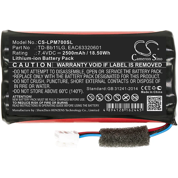Batería de Repuesto para Music Flow P7, NP7550, PJ9, PJ9B, PJS9W PN: EAC63320601, TD-Bb11LG - FYIOGXG 3