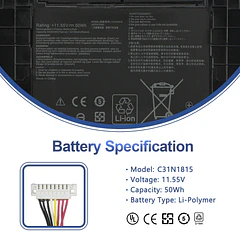 Batería de Repuesto C31N1815 para ASUS ZenBook 13 UX333/UX333F/FN/FA/FAC - ANTIEE