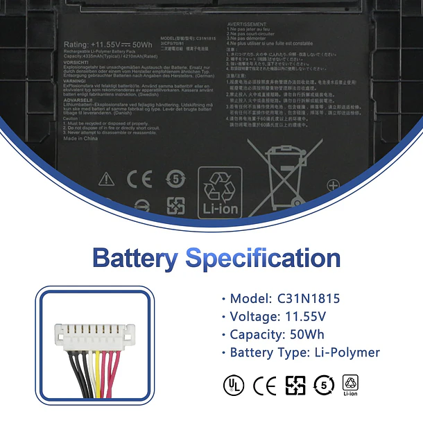 Batería de Repuesto C31N1815 para ASUS ZenBook 13 UX333/UX333F/FN/FA/FAC - ANTIEE 2