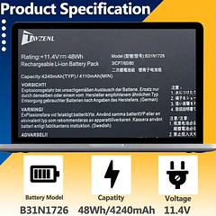 Batería de Repuesto B31N1726 para ASUS ROG Strix G531 G531GT G531GT-BI7N6 Series G15 G512 G512LI - TAVZENL