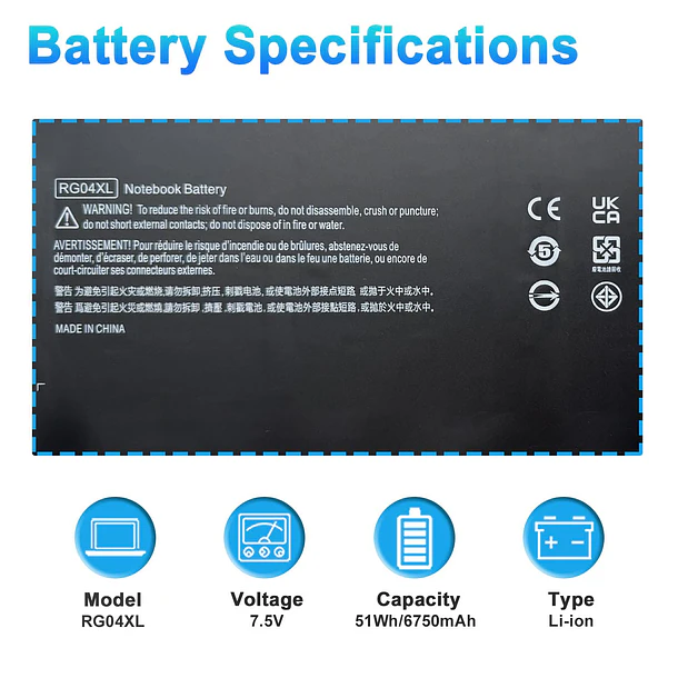 Batería de Repuesto RG04XL para HP Spectre 13-3000 Ultrabook Spectre 13t-3000 Series Notebook HSTNN-LB5Q 734998-001 - BOWEIRUI 2