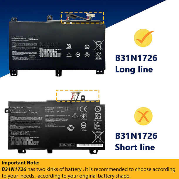 Batería de Repuesto B31N1726 para ASUS ROG Strix G531 G531GT G531GT-BI7N6 Series G15 G512 G512LI - TAVZENL 5