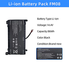 Batería de Repuesto FM08 para HP Omen 17-AN000 17-AN013TX AN014TX AN014NG AN012DX AN001CA Series HQ-TRE - NBULBL