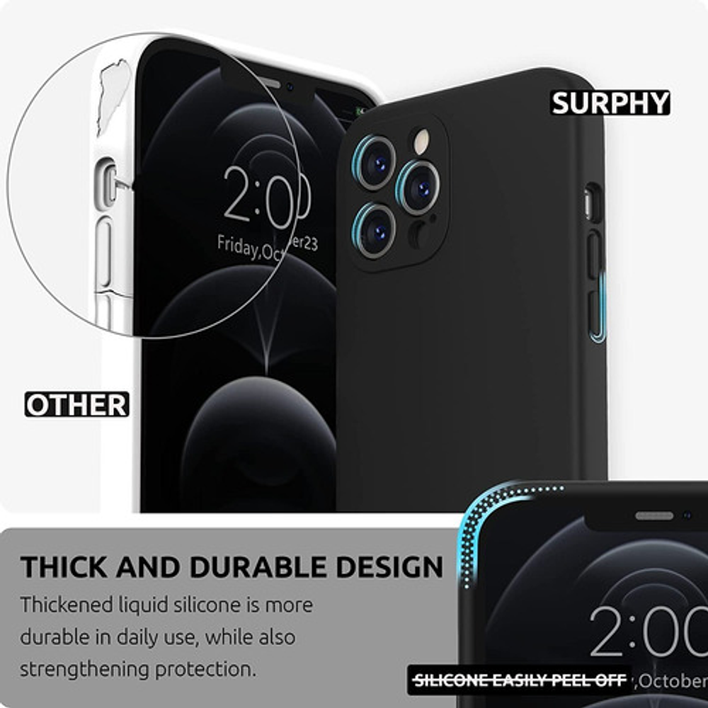Carcasa Silicona Slim Para iPhone 12 /pro / Max  + Vidrio 5d