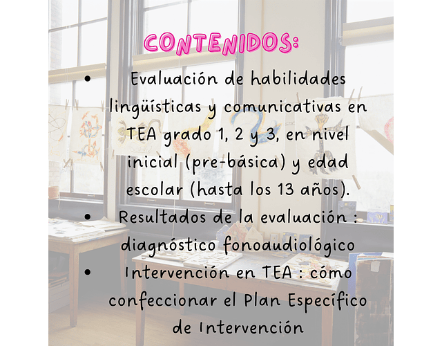 Taller asincrónico: Evaluación e intervención con estudiantes TEA en contexto escolar.