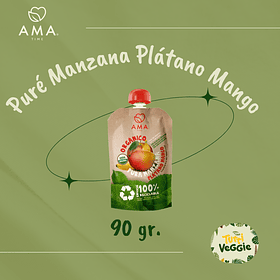 Puré Manzana Plátano Mango Orgánico Reciclable 90 grs