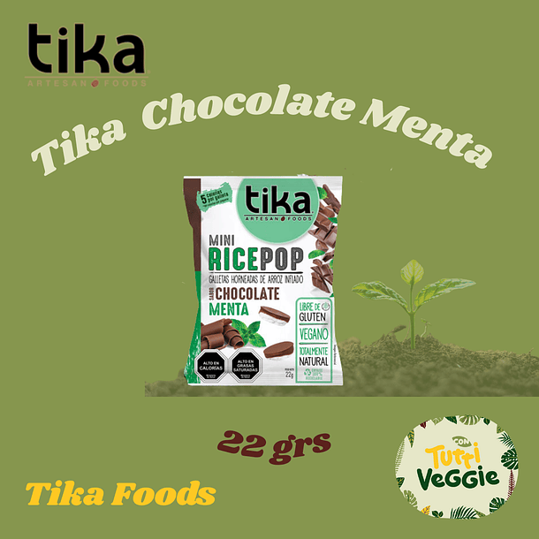 Tika Mini Rice Pop Chocolate Menta 22g