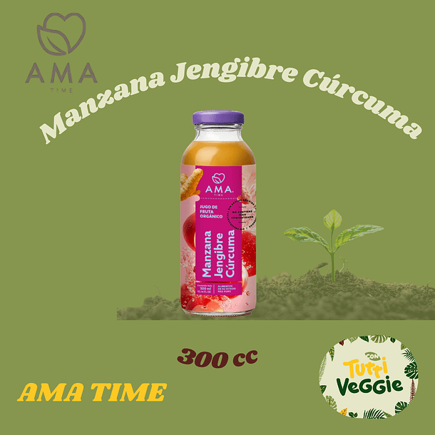 Jugo Manzana Jengibre Cúrcuma Orgánico 300cc