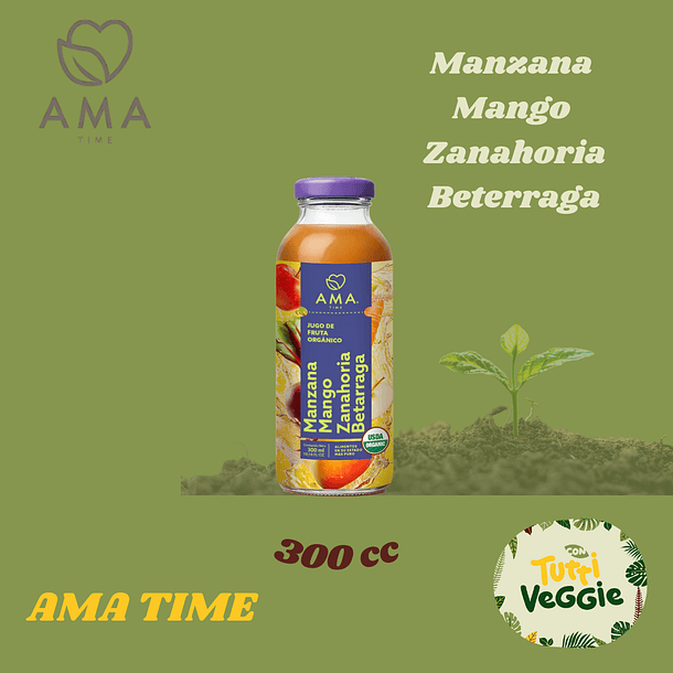 Jugo Manzana Mango Zanahoria Betarraga Orgánico 300cc