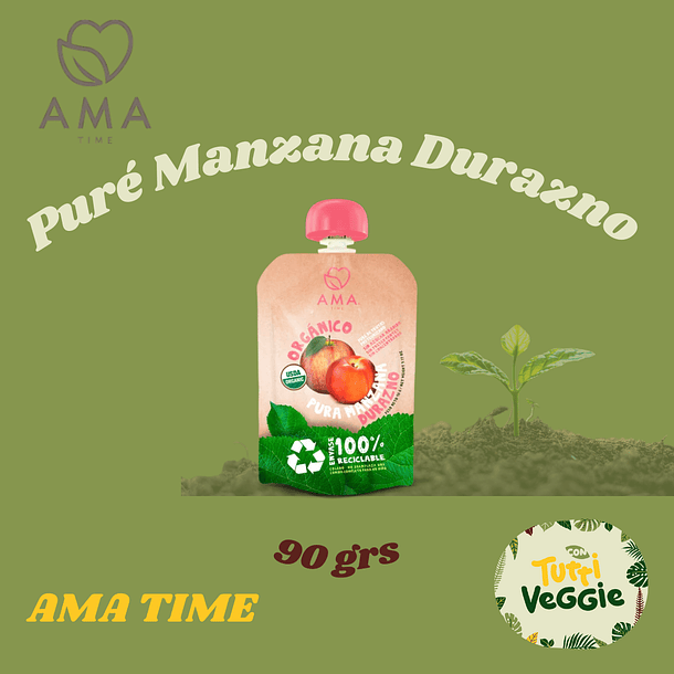 Puré Manzana Durazno Orgánico Reciclable 90 grs