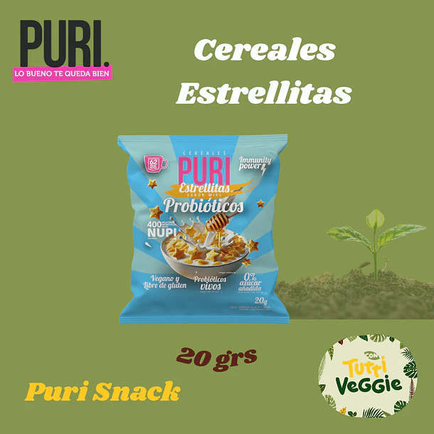Puri Cereales Estrellitas con 400 millones de Probióticos. 20gr.