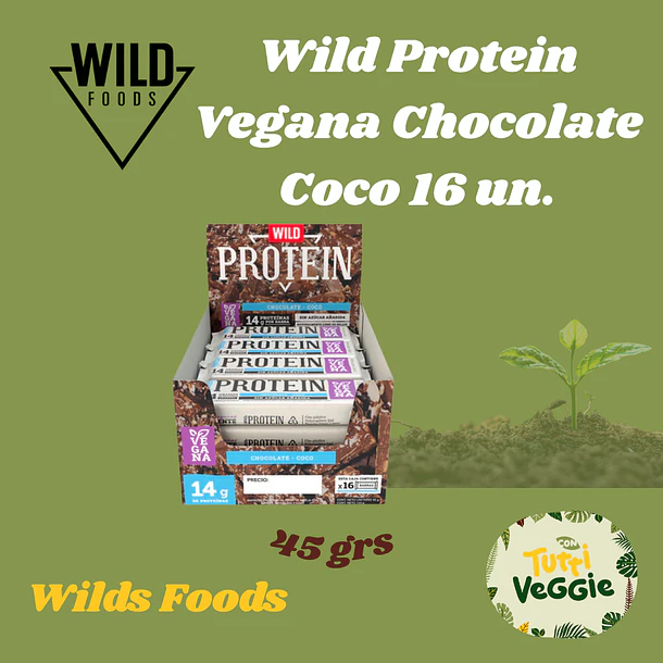 Barra Proteína Vegana Wild Protein Chocolate Coco 16 un.