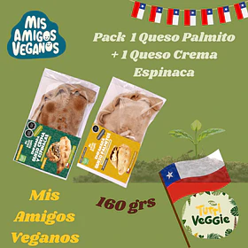 Pack 1 Empanada Queso Palmito + 1 Queso Crema Espinaca