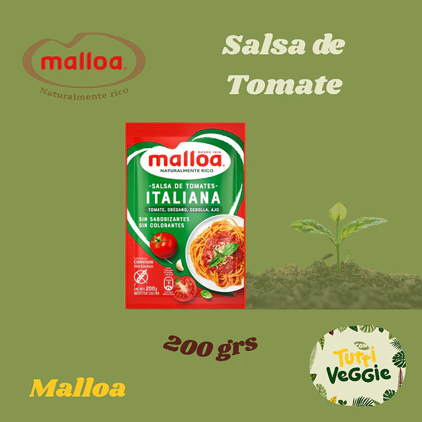 Salsa de Tomate Malloa Italiana 200 grs