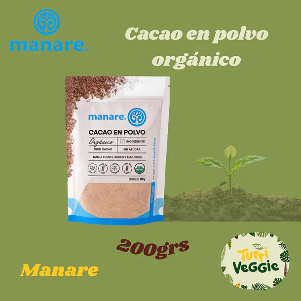Cacao en polvo orgánico 200 grs