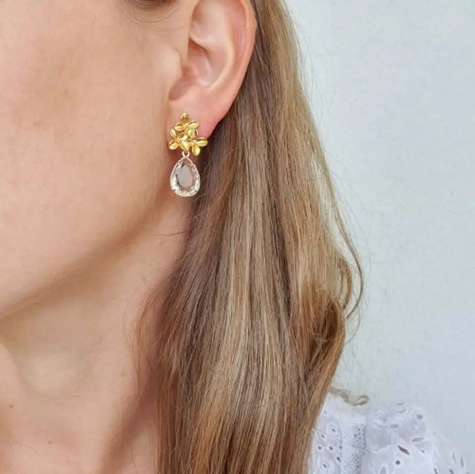 Aro tres flores con cristal 3
