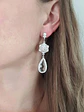 Aros argolla hojas con cristal transparente - Miniatura 3