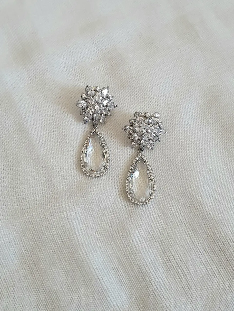 Aros con circonitas y cristal transparente 3