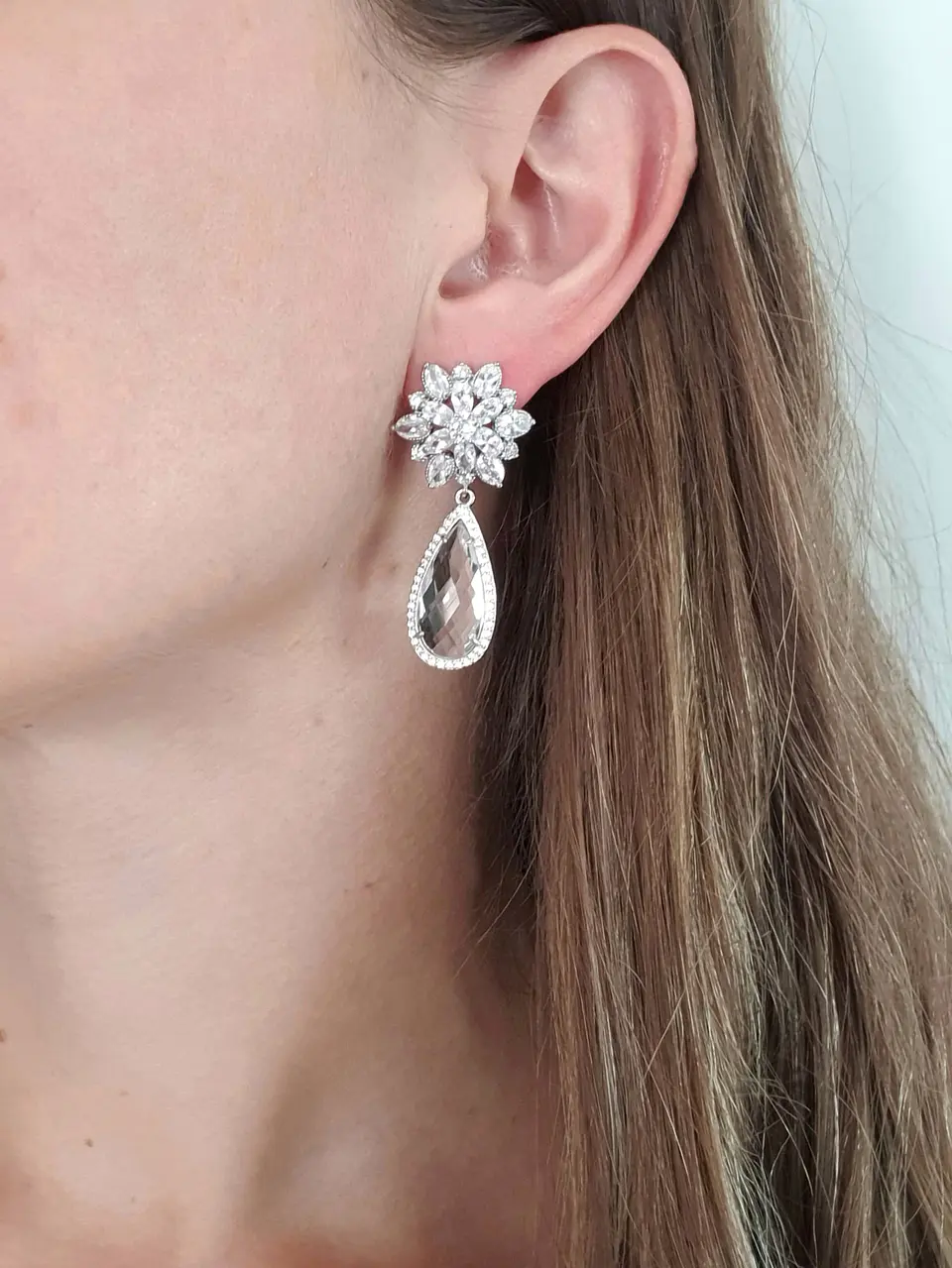 Aros con circonitas y cristal transparente 5