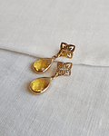 Aros flor y cristal amarillo