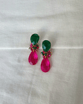 Aros con racimo verde y fucsia