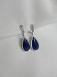 Aros argolla vintage cristal azul y circonitas - Miniatura 2