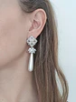 Aros con perla larga de fantasía y racimo - Miniatura 5