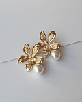 Aros flor con perlas