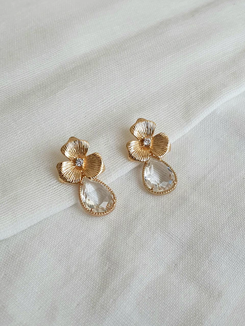 Aros flor con circonita y cristal