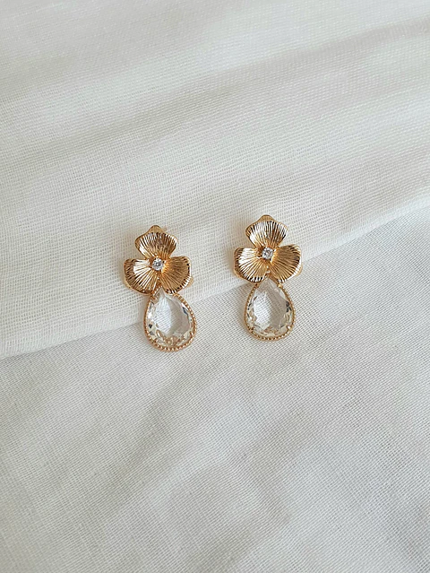 Aros flor con circonita y cristal