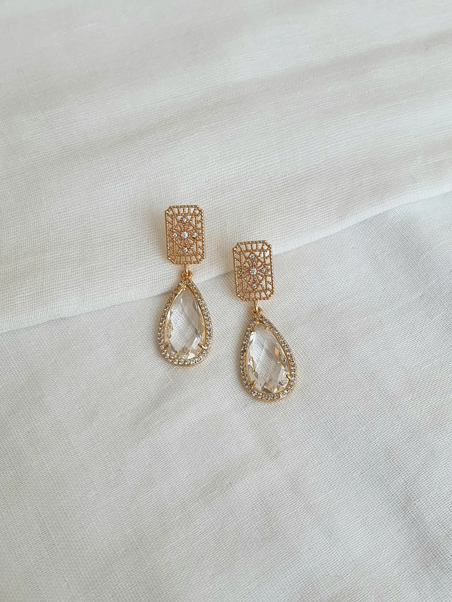 Aros retro con circonitas y cristal transparente 1