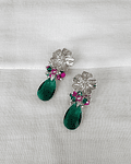 Aros flor cristal verde y racimo fucsia con verde