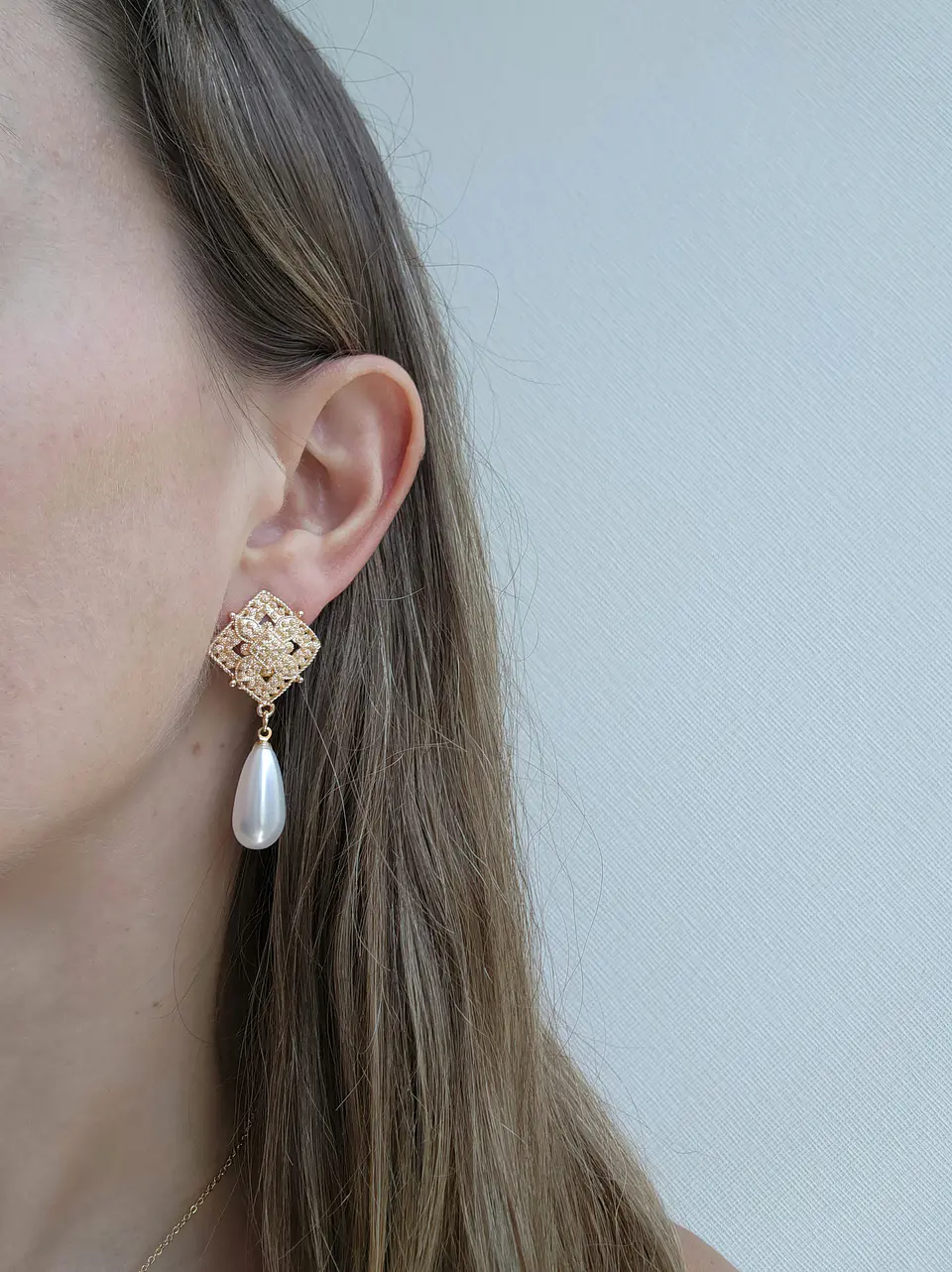 Aros dorados vintage perla 2