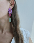 Aros Flor Lila, fucsia y menta claro