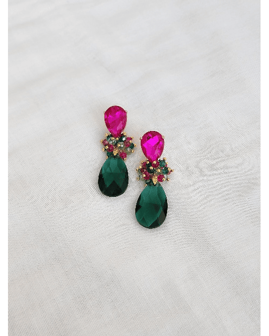 Aros fucsia y verde con racimo