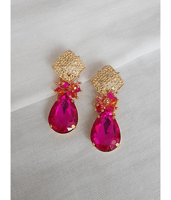 Aros fucsia con racimo naranjo