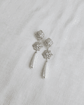 Aros flor circonita y perla larga