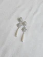 Aros flor circonita y perla larga - Miniatura 1