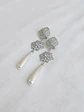 Aros flor circonita y perla larga - Miniatura 2