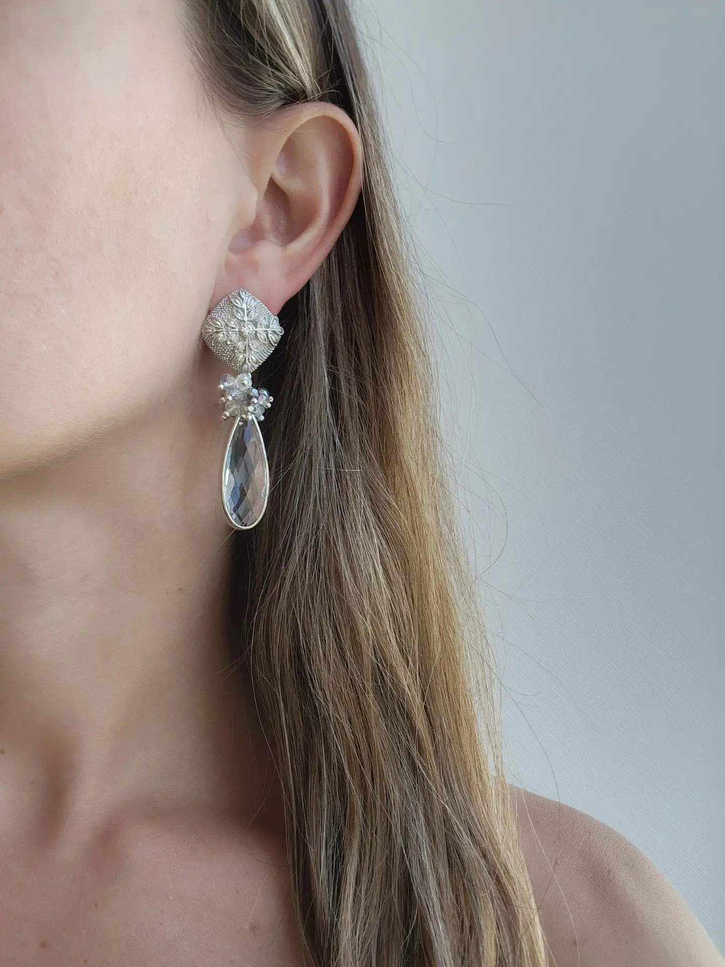 Aros base vintage, cristal y racimo 4